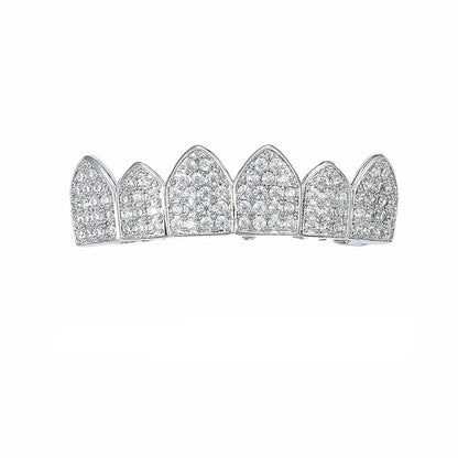 sengpan Hip Hop Cubic Zircon Teeth Grillz Top & Bottom Grills Punk Teeth Caps Cosplay Party Rapper Jewelry Halloween Teeth Decoration ﻿