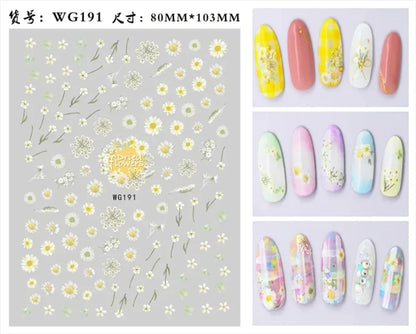 sengpan Simple Flowers 3D Nail Stickers Spring Summer Blossom Floral Tulip Fruit Nail Art Decals Adhesive Sliders Manicure Decorations