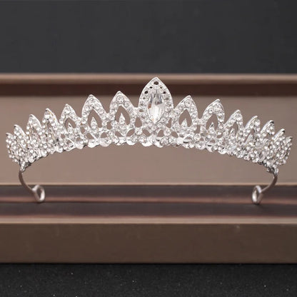 Lianfudai Elegant Luxury Girls Crystal Bridal Tiara Crown Birthday Party New Fashion Bride Queen Headbands Hair Jewelry Accessories