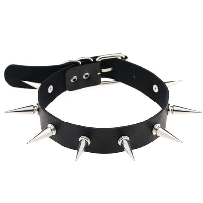 sengpan Trendy Punk Spike Rivet Leather Women Choker Bell Pentagram Harajuku Collar Necklaces Handmade Boho Gothic Girl Collier  Jewelry