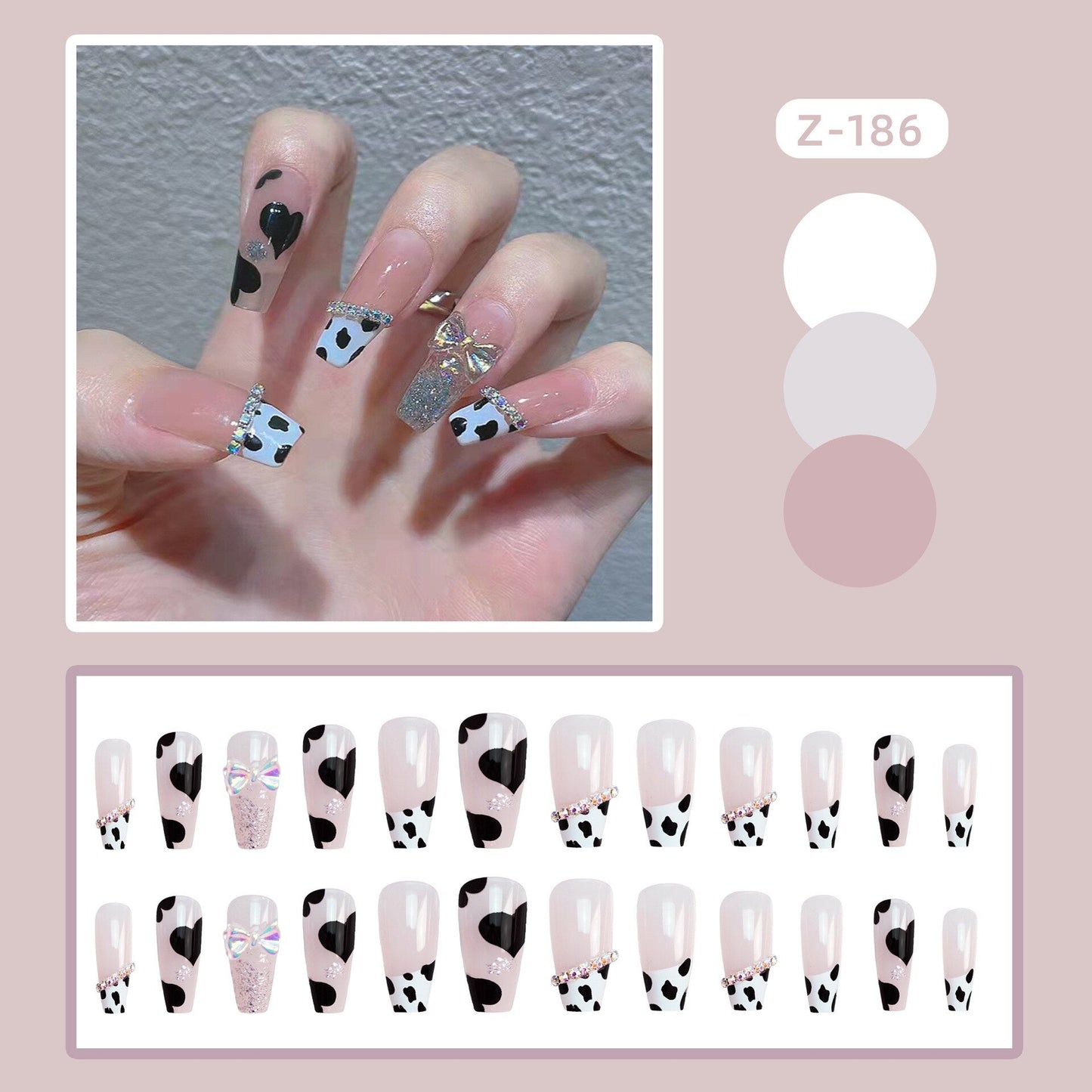 sengpan 24P Fashion Fake Nails With Design Leopard Full Cover False Nails Tips Black Brown Stiletto Press On French Artificial Nail Glue