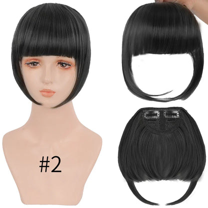 sengpan Synthetic Fake Hair Bangs Hair Clips For Extensions Natural Straigth Black Invisible Wig Women Natural Neat Hair Bang