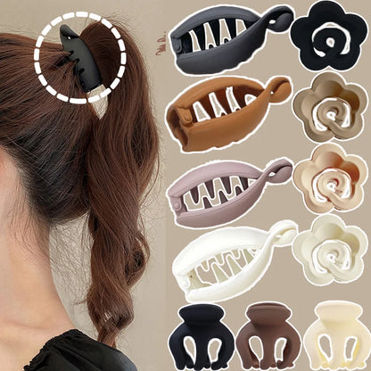 sengpan Versatile Korean Hair Claw Women's Matte Clip Back Head Ponytail Clip Simple Solid Color Acrylic New Headwear Side Fixed Hairpin