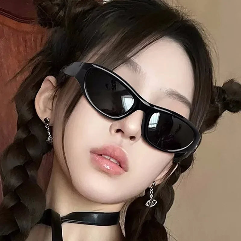 sengpan Vintage Punk Sports Sunglasses Women Men Y2K Style Cat Eye Sun Glasses Mirror Fashion Eyewear 2000s Retro Shades Gafas De Sol