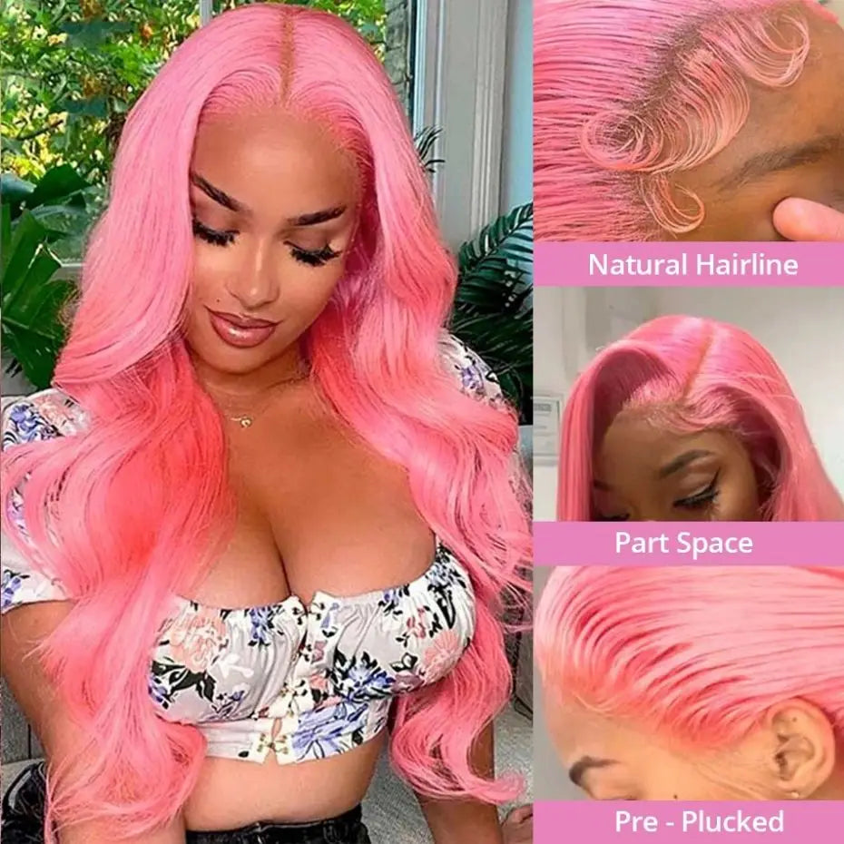 sengpan Pink Wig 13x4 13x6 Transparent Lace Frontal Wig Body Wave Hair 613 Colored Wigs For Women Hair 30inch Brazilian Human Hair Wigs