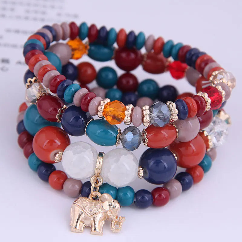 sengpan  Bohemian White Crystal Beads Strand Bracelets For Women Girls Ethnic Tree Of Life Charm Wrap Bracelet Pulseira Feminina