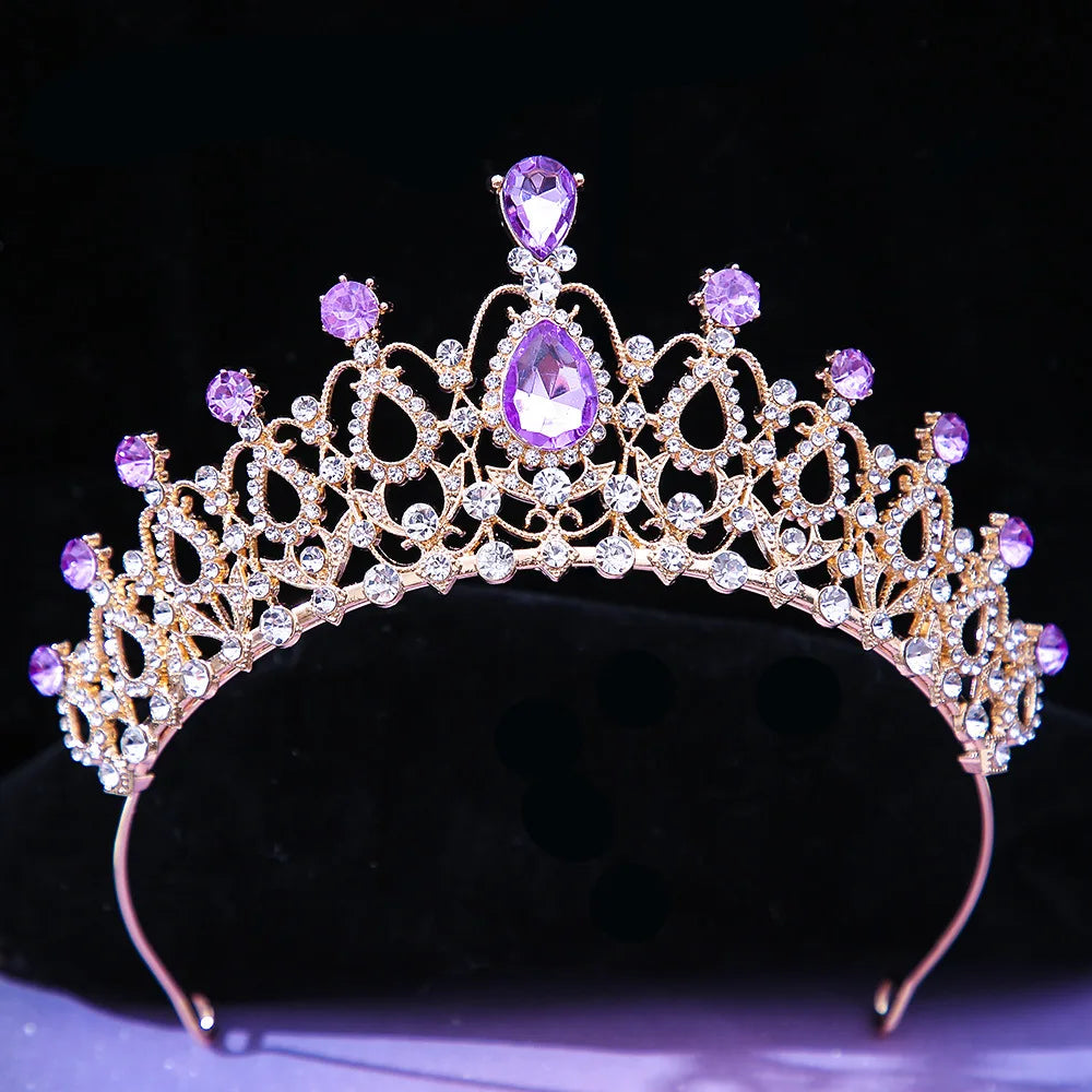 sengpan Baroque Vintage Princess Queen Bridal Crown Headwear Crystal Tiara For Women Wedding Crown Hair Dress Accessories Jewelry