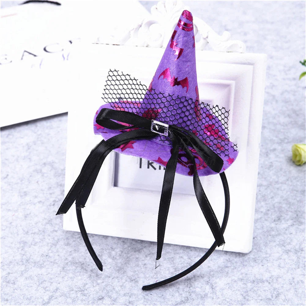 sengpan Witch Hat Hairbands Halloween Headwear Decoration For Children Girl Women Pumpkin Ghost Hair Accessories Cosplay Party Gifts