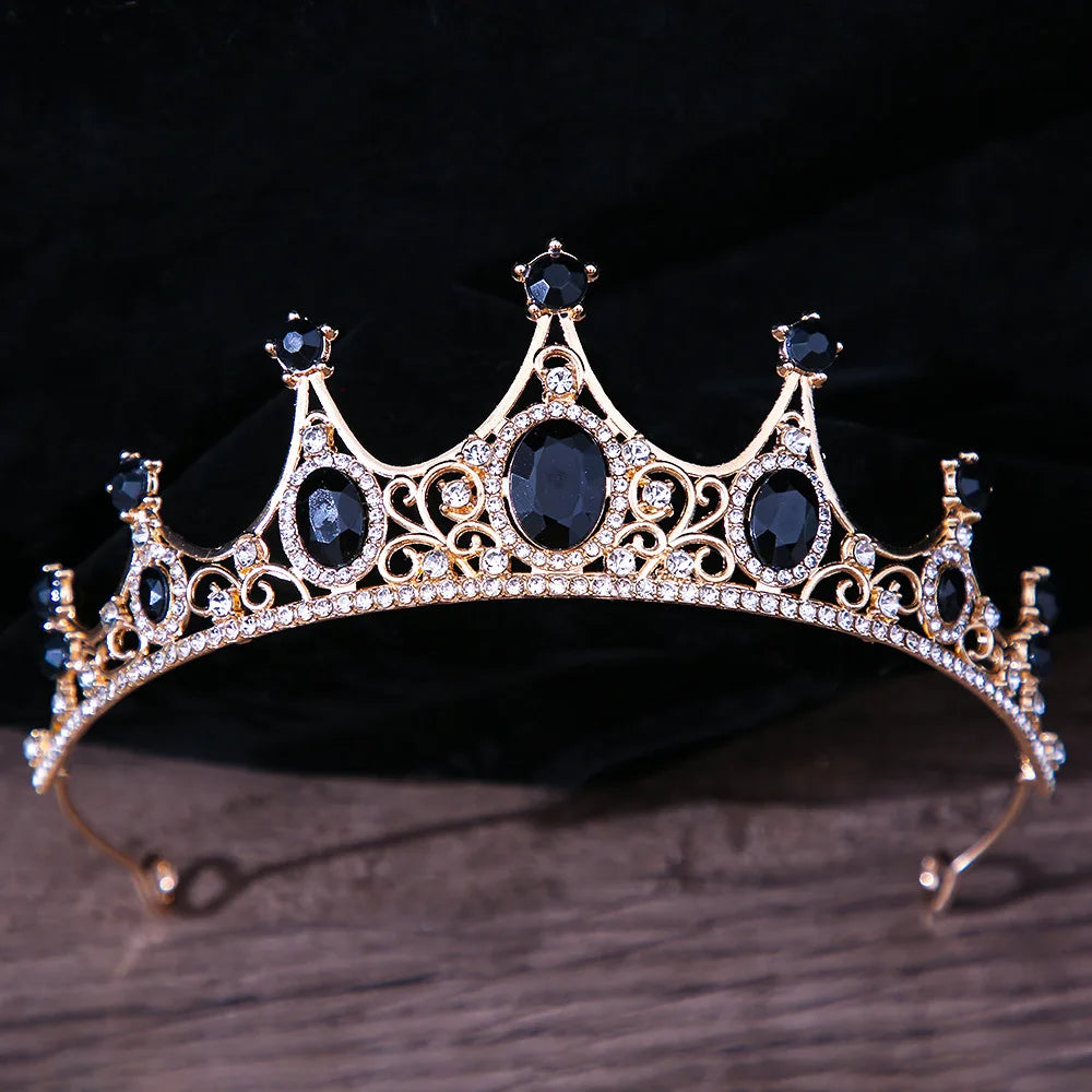 sengpan Baroque Luxury Girls AB Red Green Blue Crystal Bridal Wedding Tiara Crown Bride Queen Headbands Hair Jewelry Accessories