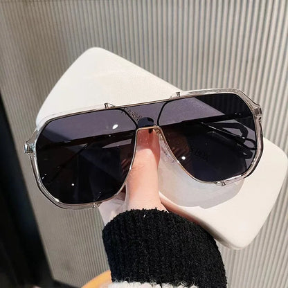 Lianfudai Oversized Sunglasses Women 2024 New Unique One Piece Fashion Sunglasses For Men UV400 Punk Glasses Trending Female Eyewear UV400