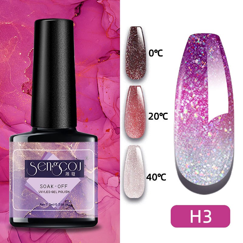 sengpan 7.3ml Thermal Gel Polish More Colors Temperature Color Changing Glitter UV Gel Varnish Soak Off UV LED Gel Lacquers Nail Polish