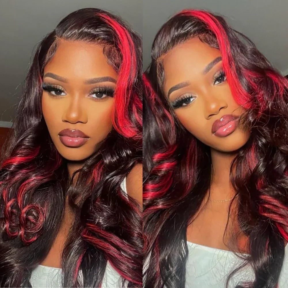 sengpan Burgundy Lace Front Wigs Human Hair 1B/99J Colored Body Wave 13X4 Human Hair Wigs Pre Plucked Burgundy Wig with Baby Hair 180%