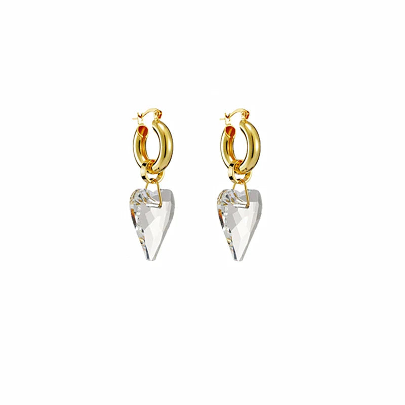 sengpan advanced design metal transparent imitation crystal earrings women's light luxury earrings drop earrings