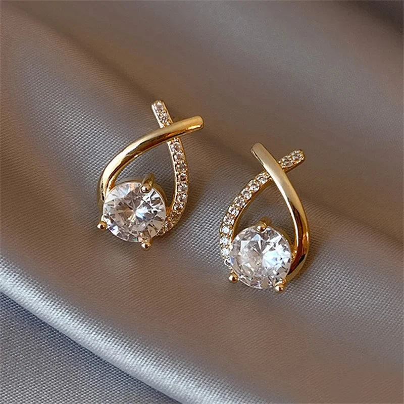 sengpan Fashion Cross Stud Earrings For Women Girls Korean Style Elegant Crystal Jewelry Ear Rings Fishtail Lady Earrings Gift