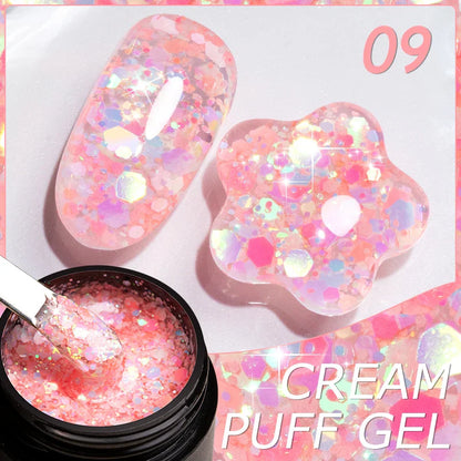 sengpan Sparkling Summer Glitter Sequins Gel Nail Polish 5ML Cream Puff Gel Soak Off UV Nail Gel Semi-permanent Varnish For Manicure