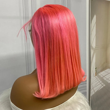 sengpan 180% Density Colorful Bob 13x4 Lace Front Human Hair Wigs Pink Blue Purple Color Bob Straight Human Hair Wigs Human Hair wigs