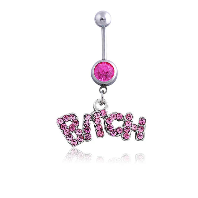 sengpan Romantic Pink Belly Piercing Buckle Umbilical Nail Cat Head Dragonfly Pistol Butterfly Belly Button Rings Piercing Jewelry