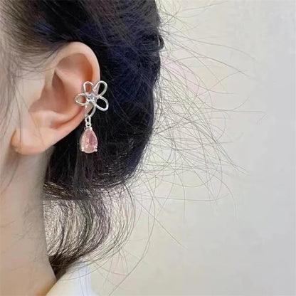 sengpan Punk Fairy Clip Earrings For Women Goth Irregular Flower Metal Ear Cuffs Unusual Design No Piercing Earrings Korean Fashion