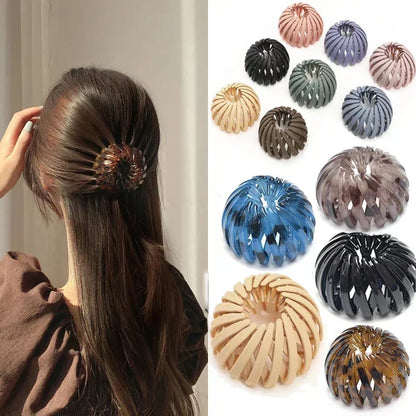 sengpan Ponytail Hair Rings Clips Hair Clips Women Bird Nest Shaped Hair Hairpin Simple Magic Lazy Braider Tool Women Hair Accessories