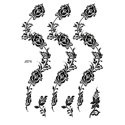 sengpan Black Henna Sticker Waterproof Temporary Tattoos for Women Body Art Henna Design Stickers for Hand Flower Mehndi Tatoo Fake