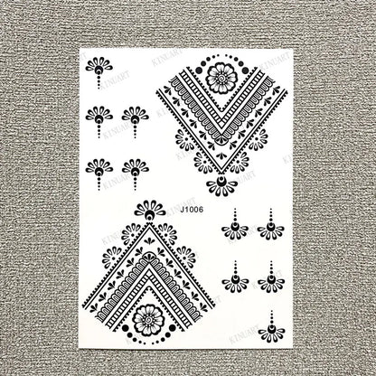 sengpan Black Henna Tattoo Stickers for Hands Temporary Tattoos Body Lace Tatoo Temporari Waterproof Fake Tattoo for Women Hena Tatoo