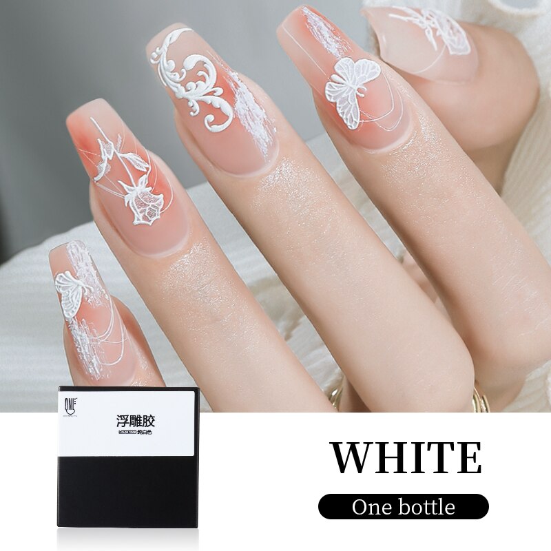 Lianfudai 2024 New Embossing Nail Glue Gel No Wipe White Black 3D Effect Drawing Painting Gel Polish UV Nail Art Manicure DIY Gel Varnish