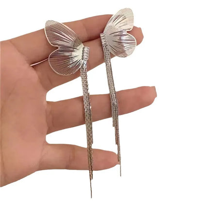 sengpan Tassel Butterfly Drop Earrings Silver Color Fashion Hanging Women Earrings Charm COOL Statement Jewelry Party Gift