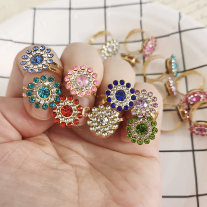 sengpan 20Pcs /Lots Kids Rings Wholesale Mixed Colors Flower Polymer Clay Finger Ring Adjustable For Children Gift