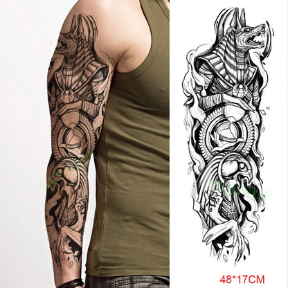 sengpan Waterproof Temporary Tattoo Sticker Anubis Ancient Egypt Greece Zeus Eye Full Arm Fake Tatto Flash Tatoo Sleeve for Men Women