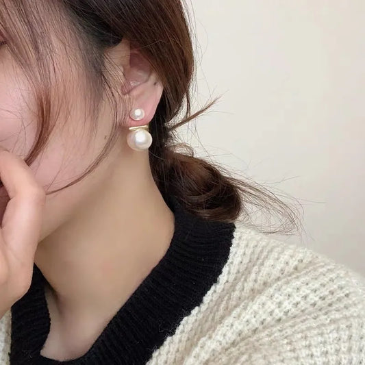 sengpan Simple Exaggerated Large Pearl Stud Earrings for Women Wedding Bridal Korean Imitation Pearl Earrings Office Jewelry Gifts