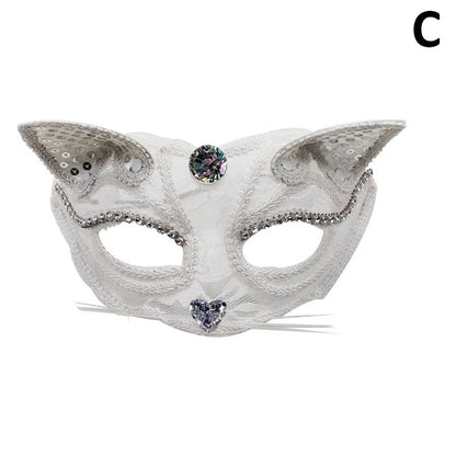 sengpan Halloween Cosplay Sexy Fox Mask Lace Eye Mask Animal Mask Half Face Women Sexy Cat Mask For Couple Masquerade Ball Party Game