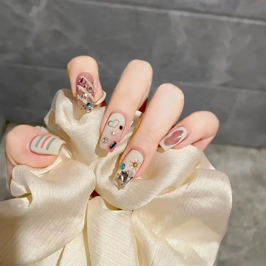 sengpan 24pcs Wearable Pink Press On Fake Nails Tips With Glue false nails design Butterfly Lovely Girl false nails With Wearing Tools