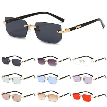 sengpan Trendy Rimless Sunglasses for Men Women Fashion Frameless Rectangle Sun Glasses Retro Shades Summer Traveling Eyewear UV400