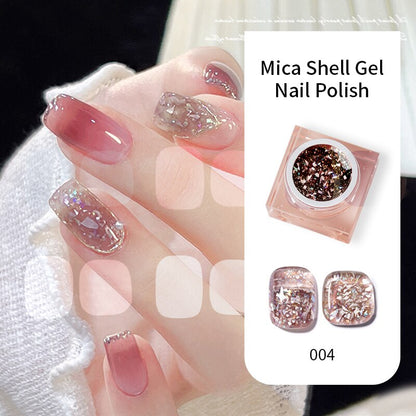 Lianfudai 2023 New Gel Nail Polish 6 Colors Mica Shell Ice Transparent Shell Color Canned Nail Polish Gel Shiny Galaxy UV LED Soak Off Gel