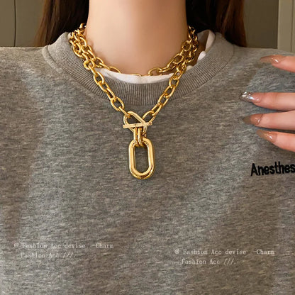 sengpan Classic Charm Hip Hop Style Metal Chain Women's Exaggerated Necklace Vintage Neck Chains Exquisite Fashion Necklaces Jewelry