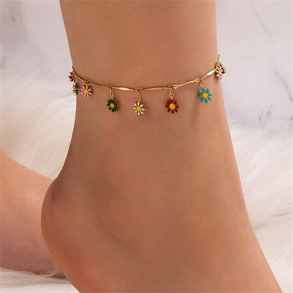 sengpan Simple Heart Boho Anklet Bracelets For Women Summer Holiday Beach Chain Bead Ankle Bracelet On Leg Foot Wedding Party Jewelry