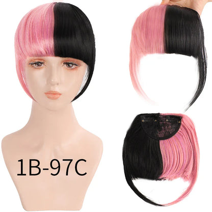 sengpan Synthetic Fake Hair Bangs Hair Clips For Extensions Natural Straigth Black Invisible Wig Women Natural Neat Hair Bang