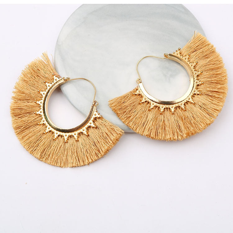 sengpan Round Tassel Earrings for Women Jewelry Drop Dangle Earrings Pendientes Mujer Moda Brincos Party Wedding Statement Earrings