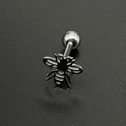 sengpan Punk Titanium Steel Butterfly Tongue Nail Pierced Lingual Rings Girl Rose Bee Tongue Ring Helix Piercing Stud Earrings Jewelry