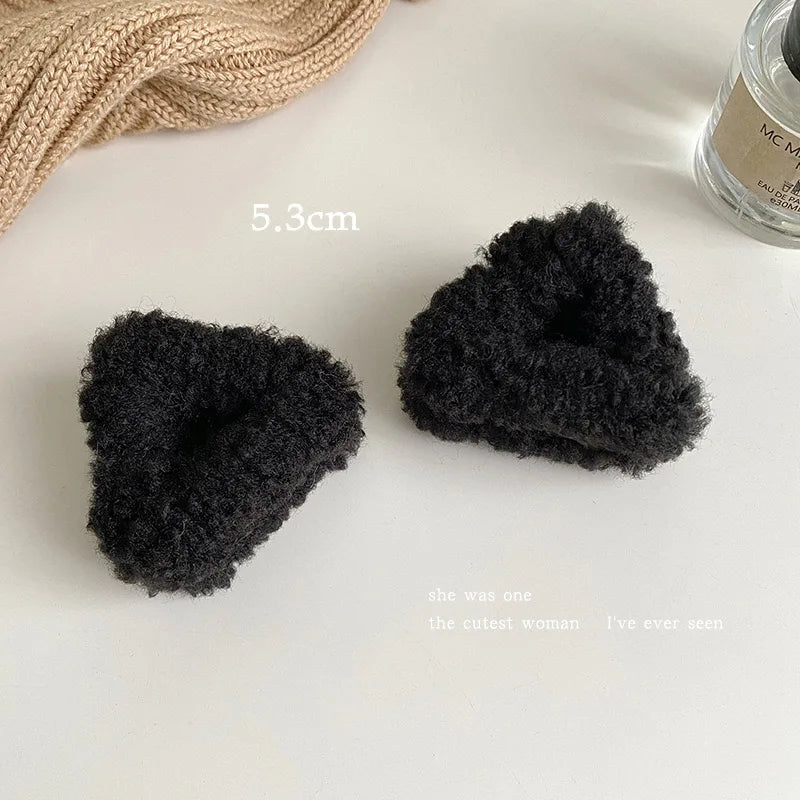 sengpan Plush Cat Ears Hair Clips For Women Girls Lamb Cashmere Hairpin Forehead Bangs Clip Fluffy Children New Winter Hair Accessories