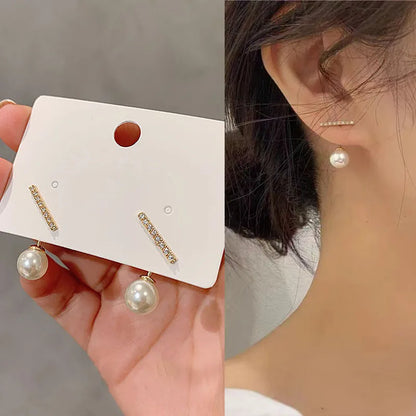 sengpan 2024 New Bright Crystal Luxury Korean Unusual Claw Stud Earrings Ear Piercing Hook Irregular Pearl Christmas Jewelry Gift