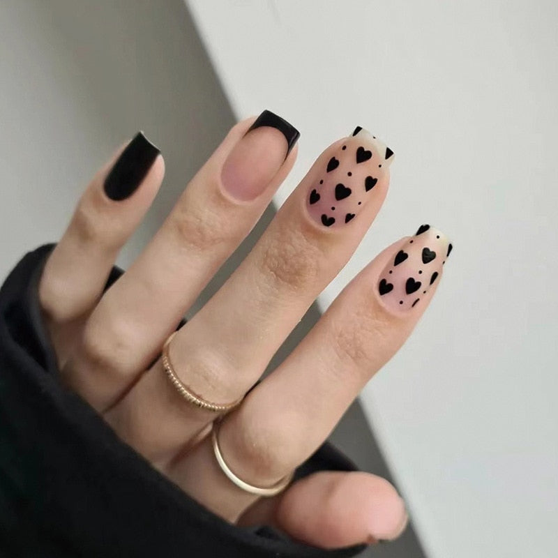 sengpan 24P Fashion Fake Nails With Design Leopard Full Cover False Nails Tips Black Brown Stiletto Press On French Artificial Nail Glue