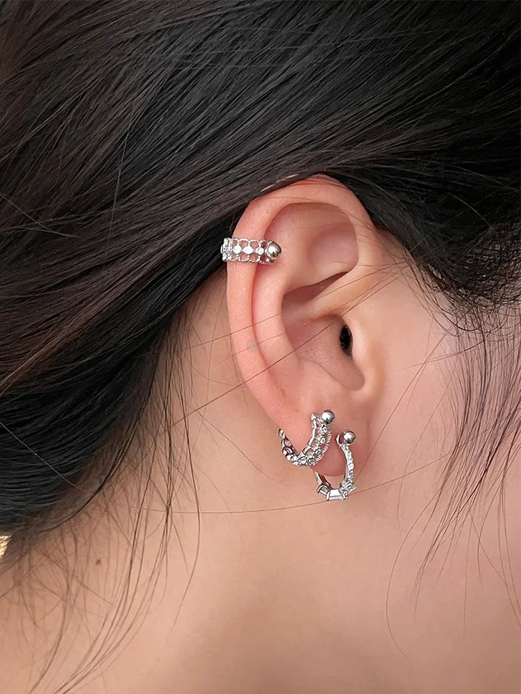 sengpan New Fashion Minimalist Bling Zircon Screw Earrings for Women Exquisite S925 Silver Stud Sweet Elegant Party Jewelry Wedding Gift