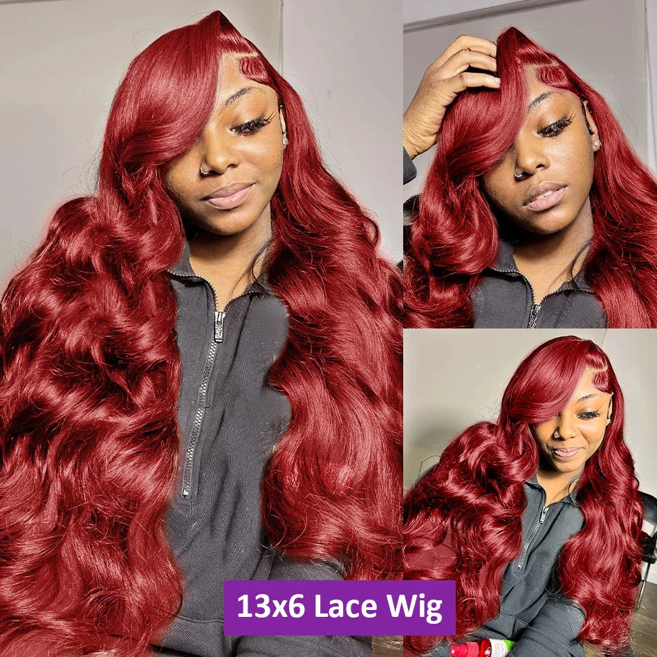 sengpan Burgundy 99J Body Wave 13x6 Hd Lace Frontal Human Hair Wig Transparent Lace Front Wigs For Women Brazilian Red Colored Remy Wig