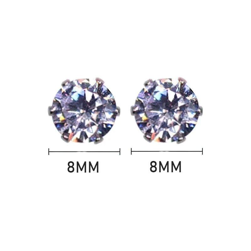 sengpan Magnetic Earrings Men Women Magnet Ear Clips Ear Stud White Crystal Stone Studs Earring Clip No Ear Hole No Piercing Jewelry