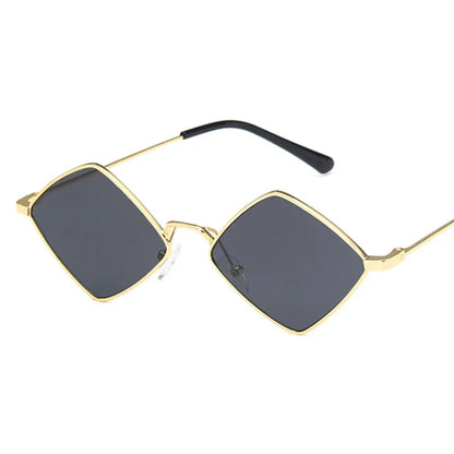 sengpan Polygon Women Sunglasses Irregular Vintage Small Frame Rhombus Ladies Sunglasses Shades Retro Alloy Eyewear Black