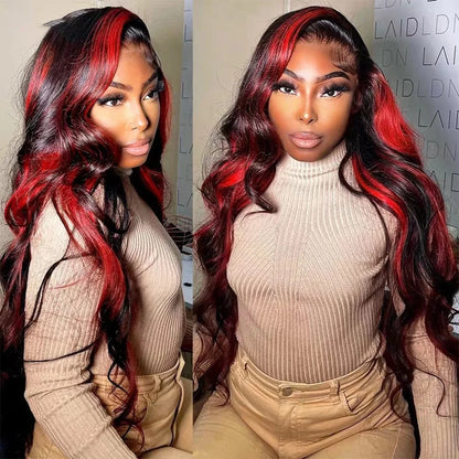 sengpan Burgundy Lace Front Wigs Human Hair 1B/99J Colored Body Wave 13X4 Human Hair Wigs Pre Plucked Burgundy Wig with Baby Hair 180%