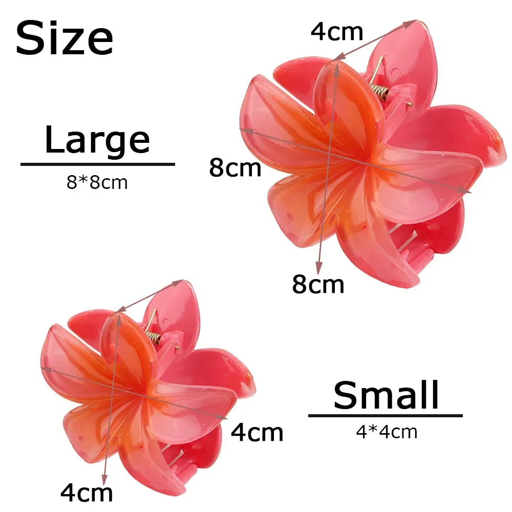 Lianfudai New Gradient Large Flower Acrylic Hair Clip for Women Sweet Hairpins Hair Claws Crab Clamp Barrettes Hawaiian Hair Accessories