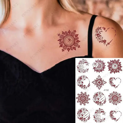 Waterproof Temporary Tattoos for Women Small Fake Tattoo for Children Henna Design Stickers for Hand Body Art