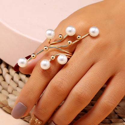 sengpan Fine Pearl Thin Ring For Women Minimalist Basic Style Fashion Jewelry Gold Color Knuckle Ring Ladies Beach Party Ring Gifts BFF